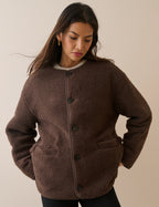 Brown Reversible Quilted Borg Jacket