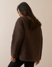Brown Reversible Quilted Borg Jacket