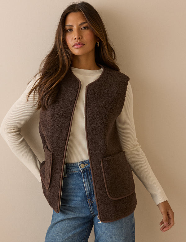 Chocolate Brown Borg Gilet
