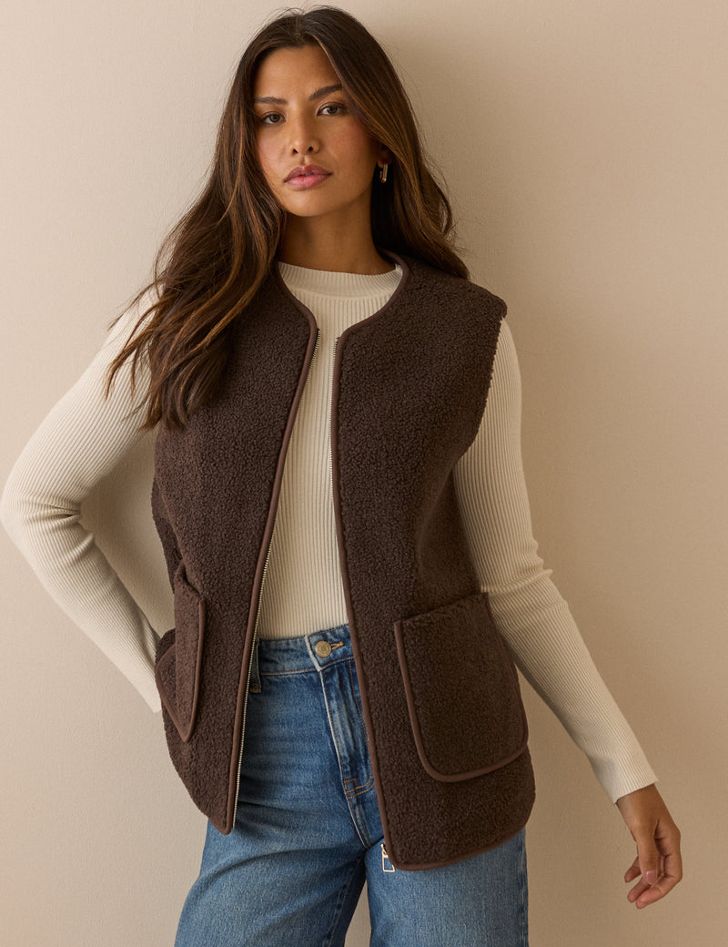 Chocolate Brown Borg Gilet