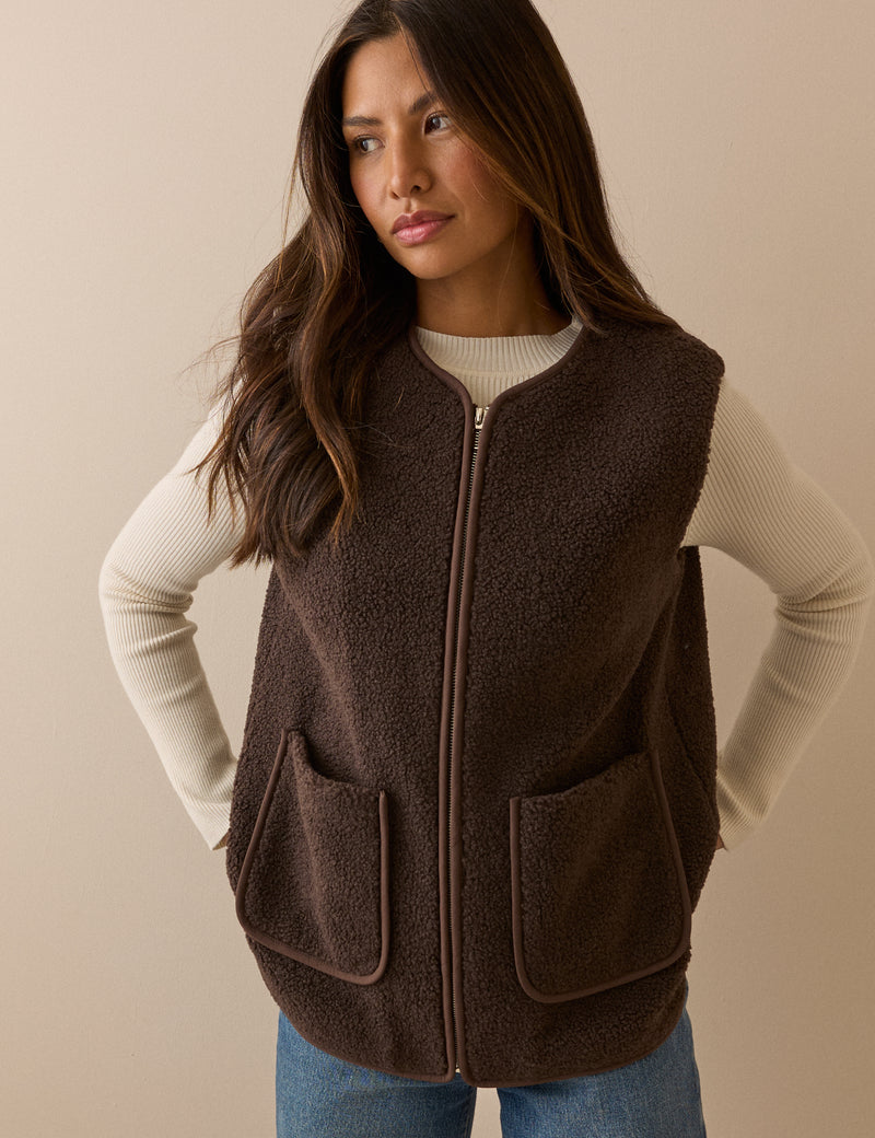 Chocolate Brown Borg Gilet