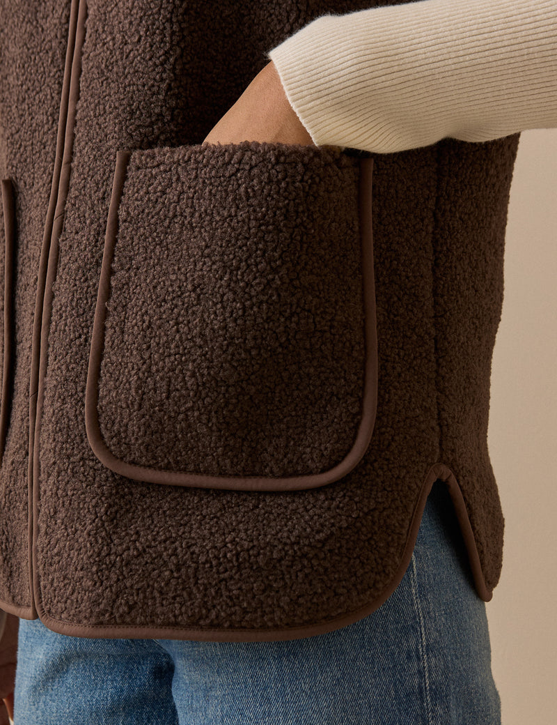 Chocolate Brown Borg Gilet