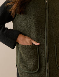 Khaki Green Borg Gilet