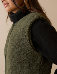 Khaki Green Borg Gilet