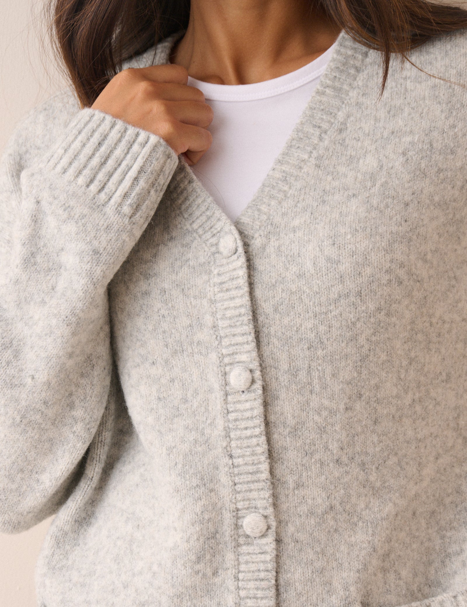 Grey Marl Long Line Cardigan