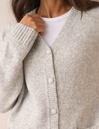 Grey Marl Long Line Cardigan