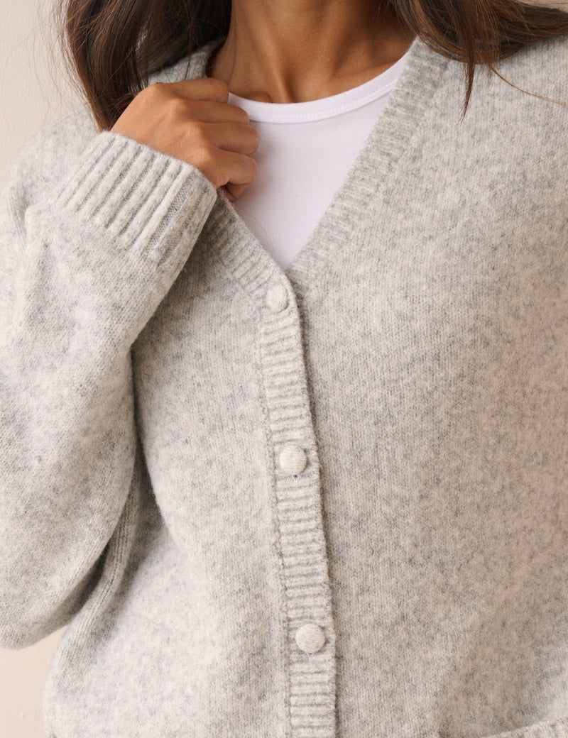 Grey Marl Long Line Cardigan