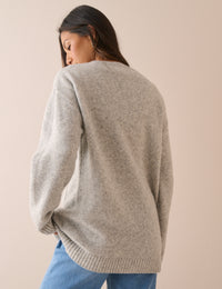 Grey Marl Long Line Cardigan