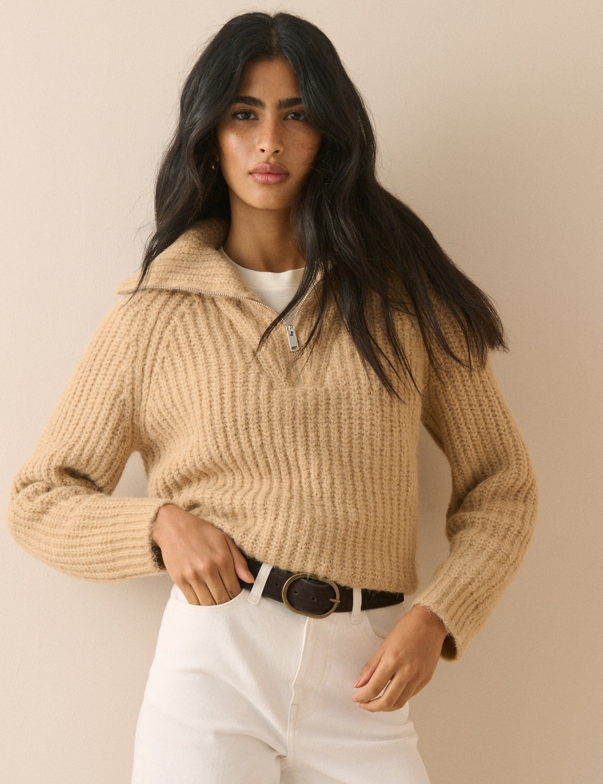 Cream Wool-Alpaca Chunky Knit Jumper