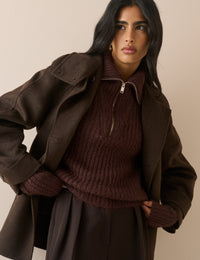 Brown Wool-Alpaca Chunky Knit Jumper