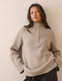 Beige Half Zip Chunky Jumper