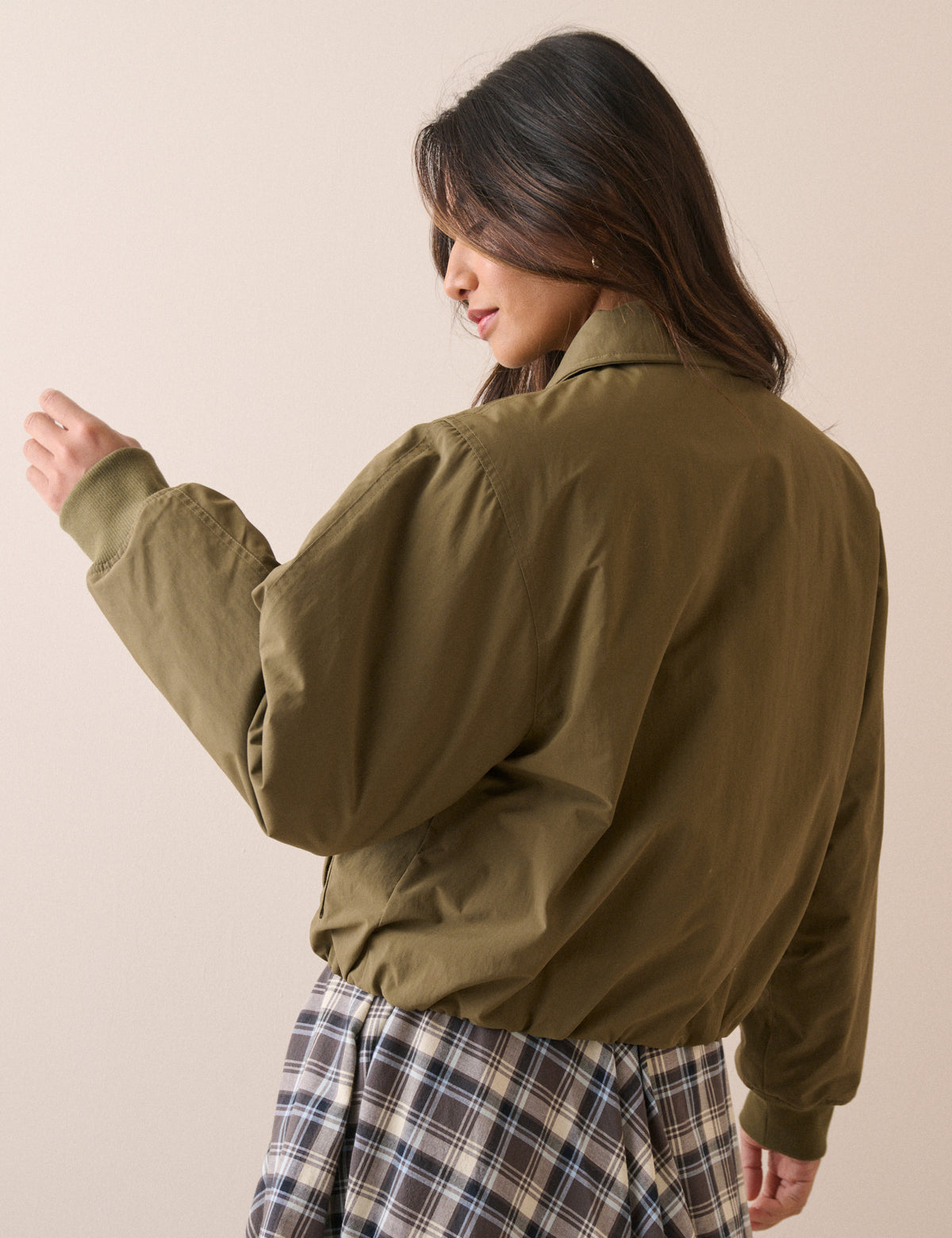 Khaki Collared Bomber Jacket