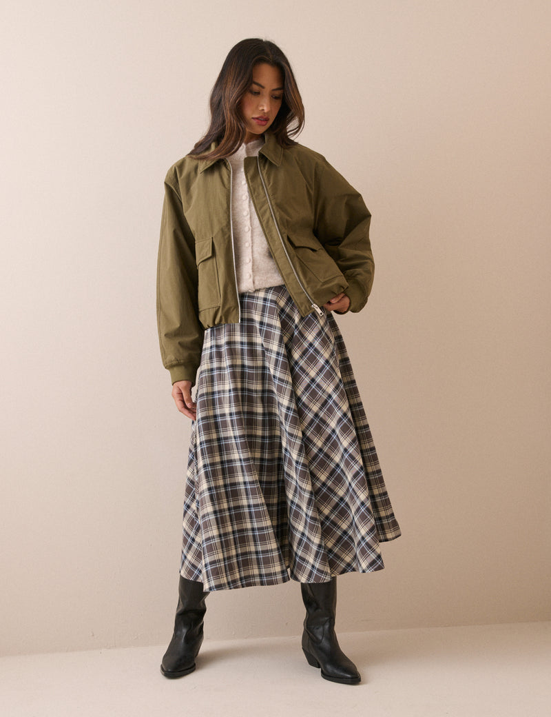 Khaki Collared Bomber Jacket