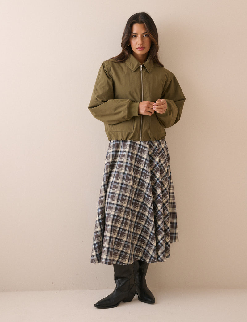 Khaki Collared Bomber Jacket