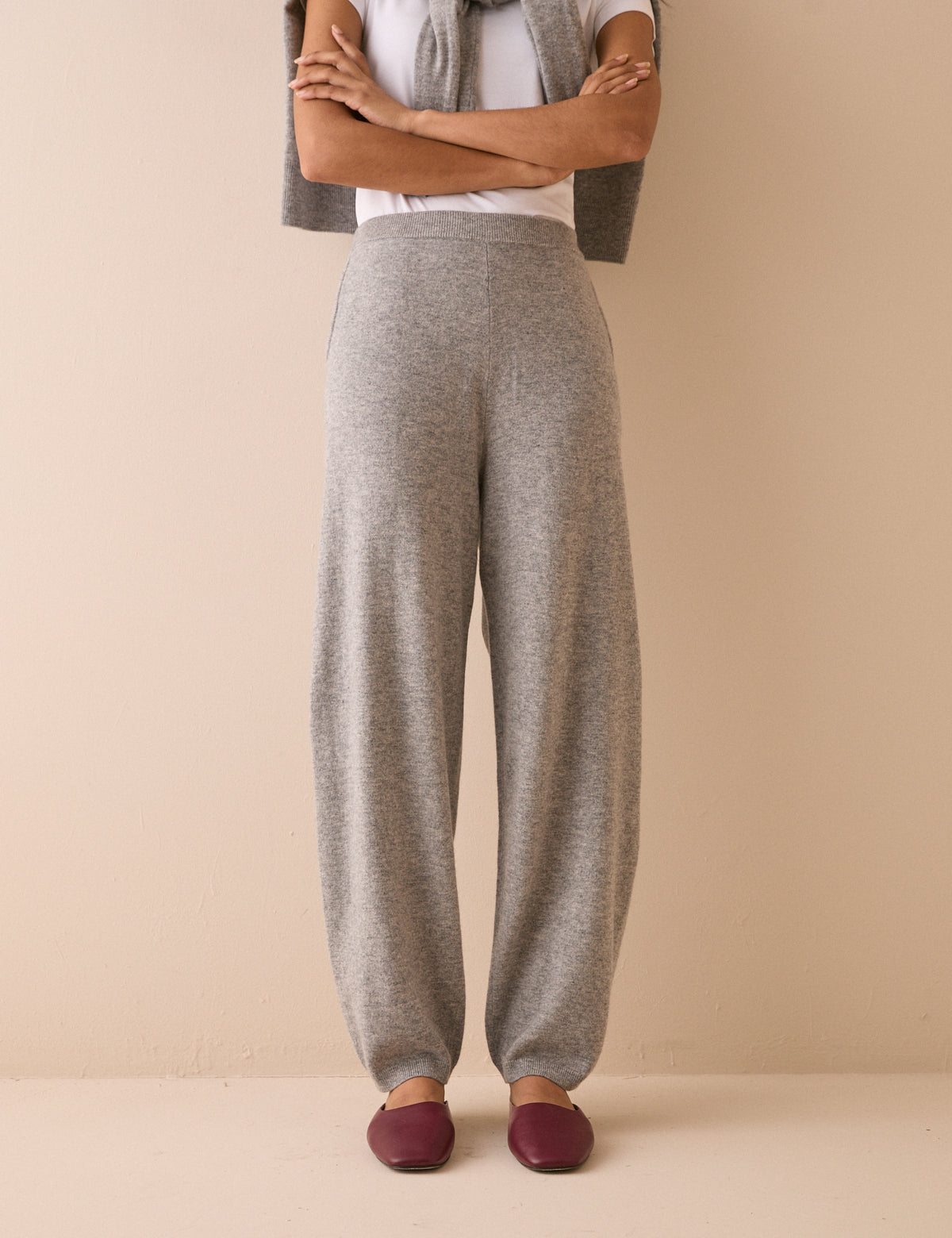 Grey Marl Tapered Wool Trouser