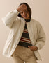 Ivory Longline Oversized Bomber Jacket