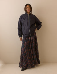 Navy Longline Oversized Bomber Jacket