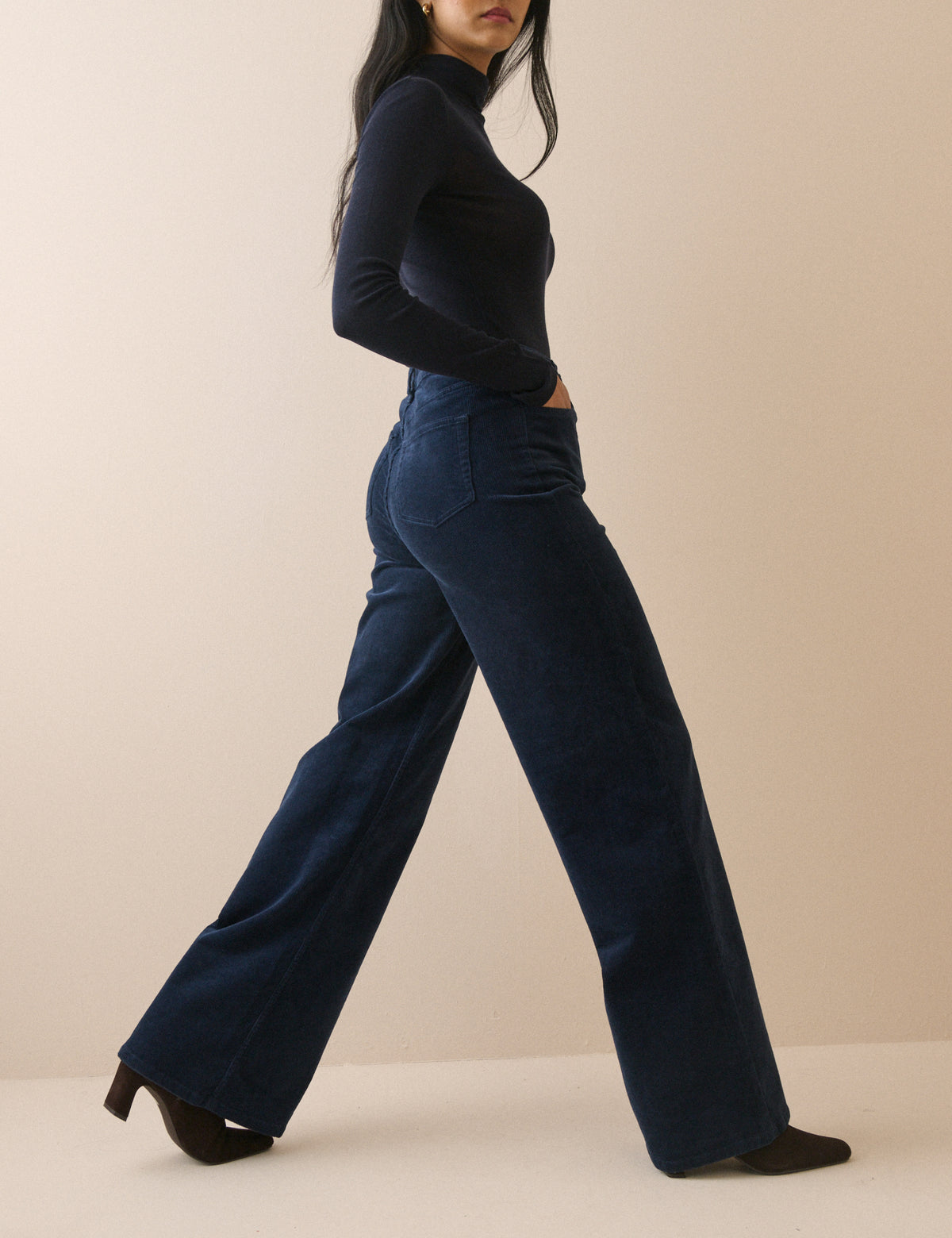 Navy Cord High Rise Soho Wide Leg Jeans