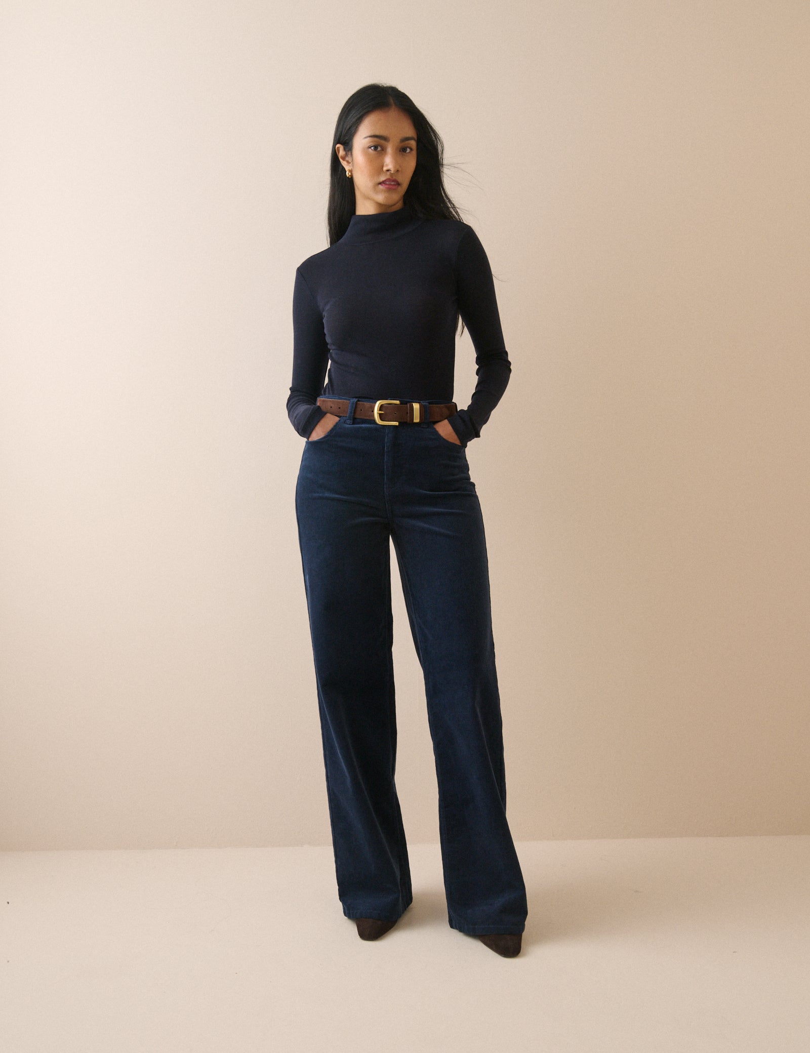 Navy Cord High Rise Soho Wide Leg Jeans