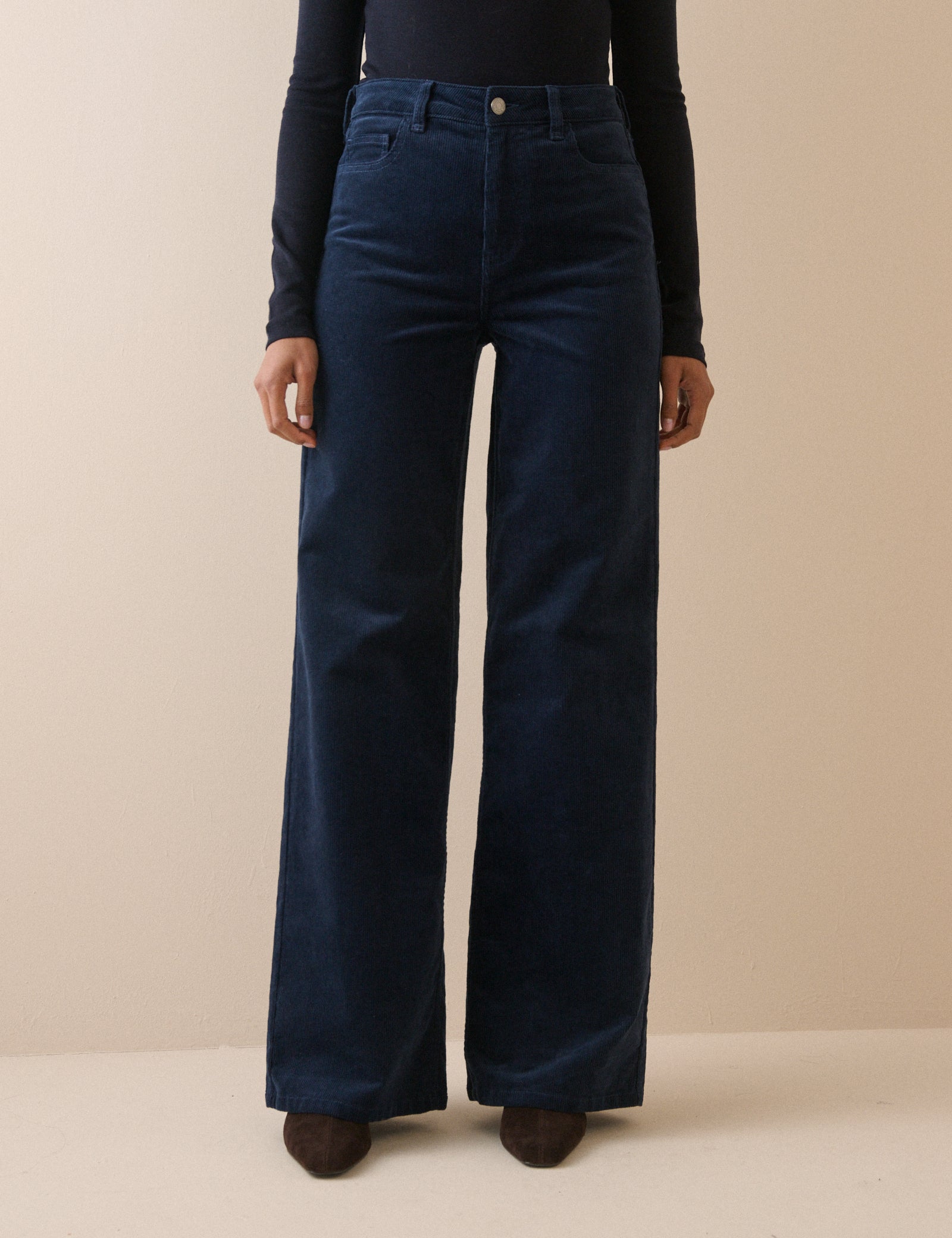 Navy Cord High Rise Soho Wide Leg Jeans