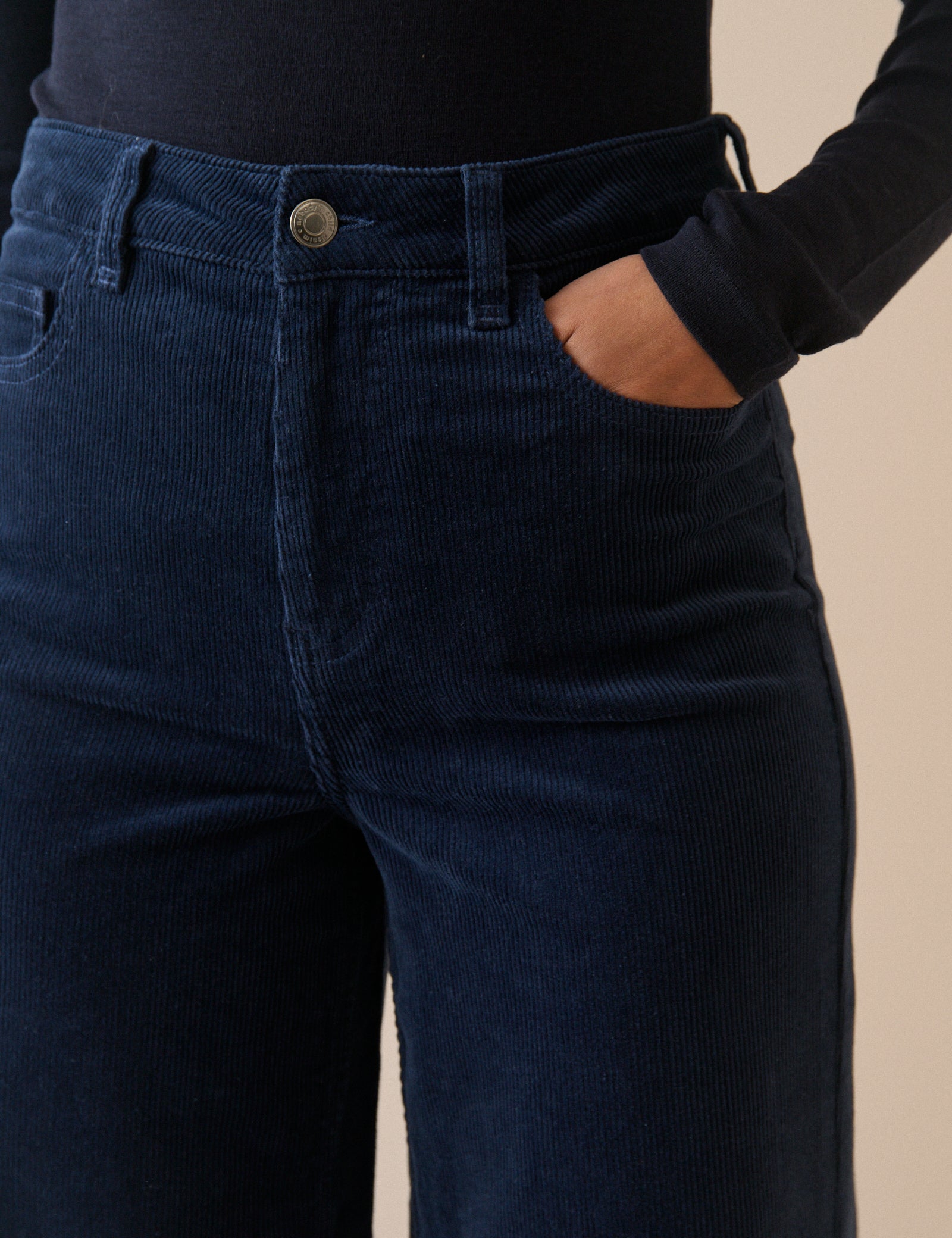 Navy Cord High Rise Soho Wide Leg Jeans
