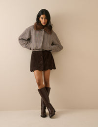 Heritage Faux Fur Collar Bomber Jacket