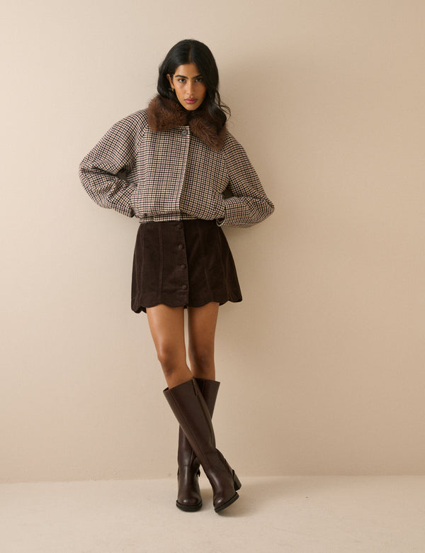 Heritage Faux Fur Collar Bomber Jacket