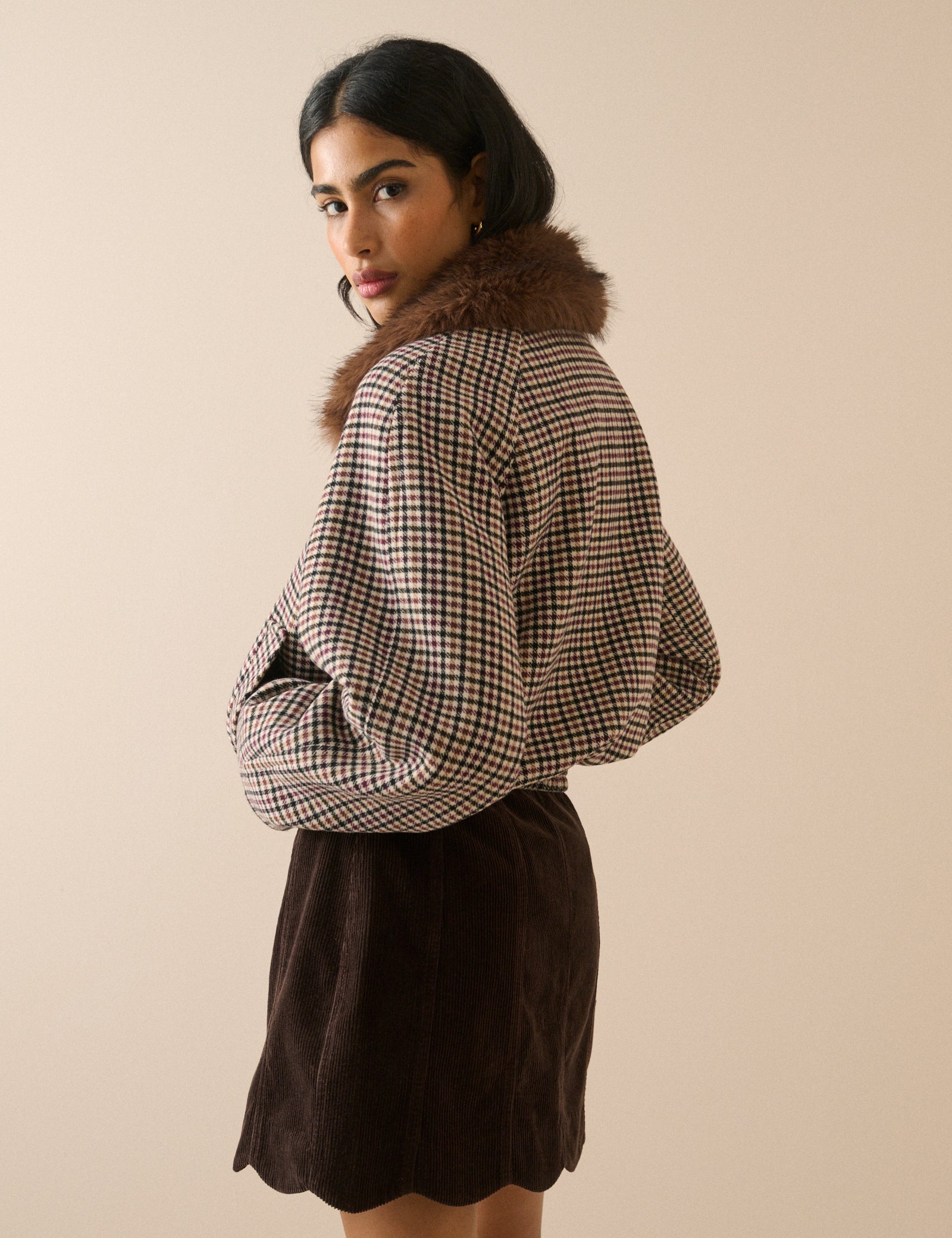 Heritage Faux Fur Collar Bomber Jacket