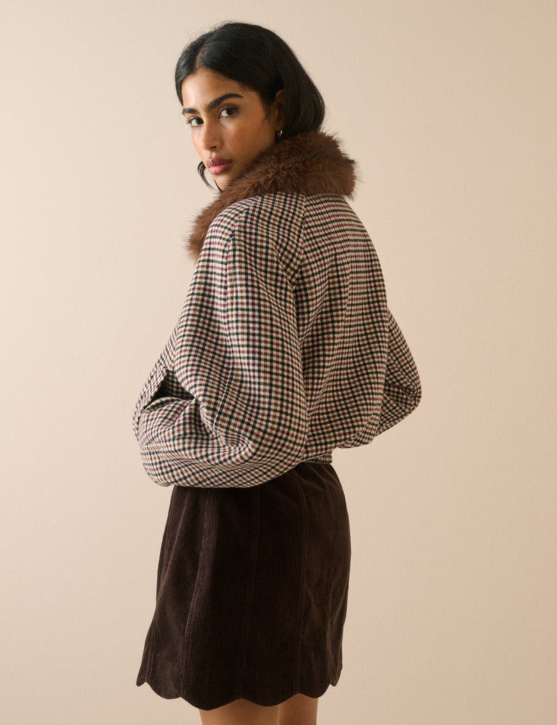 Heritage Faux Fur Collar Bomber Jacket