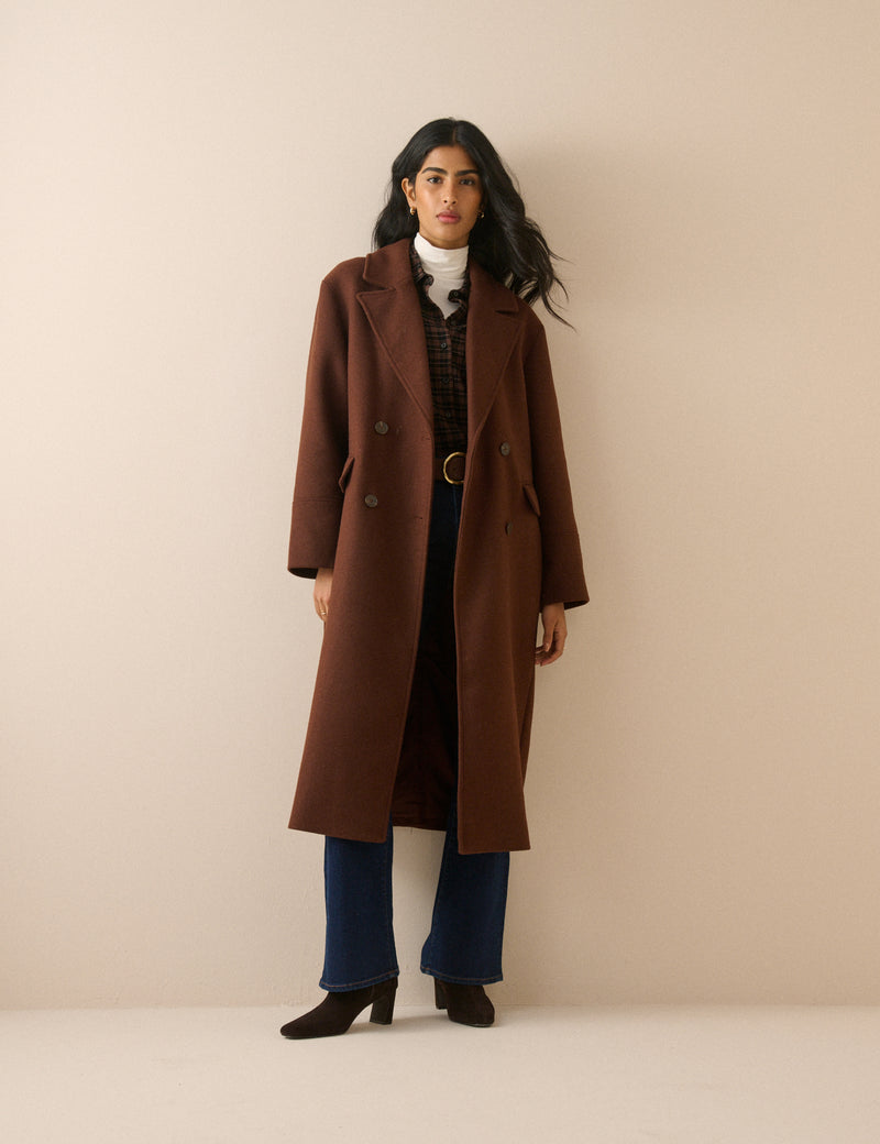 Brown Wool-Blend Coat