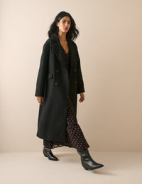 Black Wool-Blend Coat