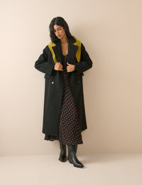 Black Wool-Blend Coat