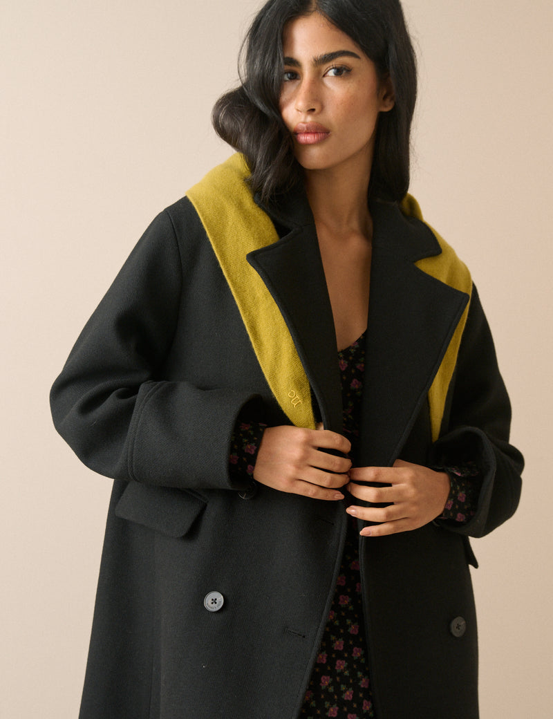 Black Wool-Blend Coat
