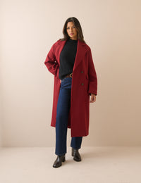 Red Wool-Blend Coat