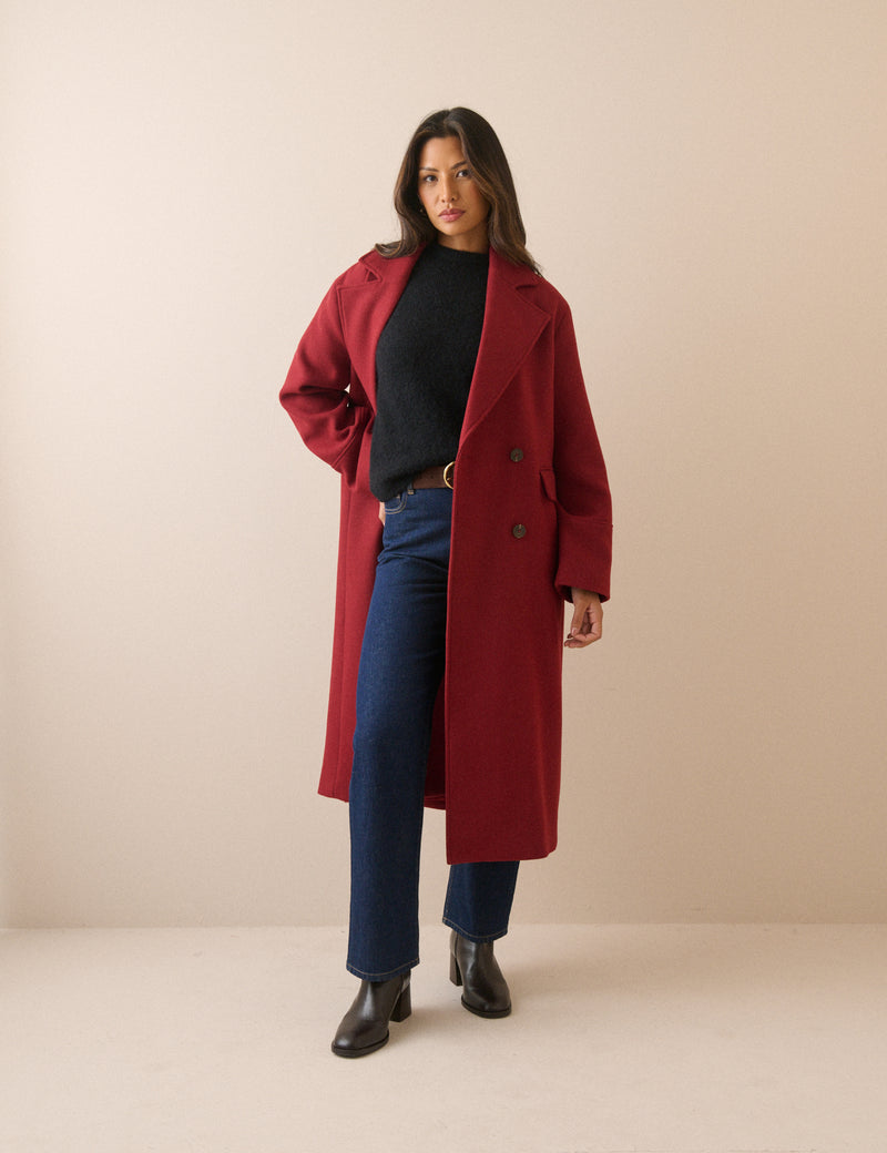Red Wool-Blend Coat
