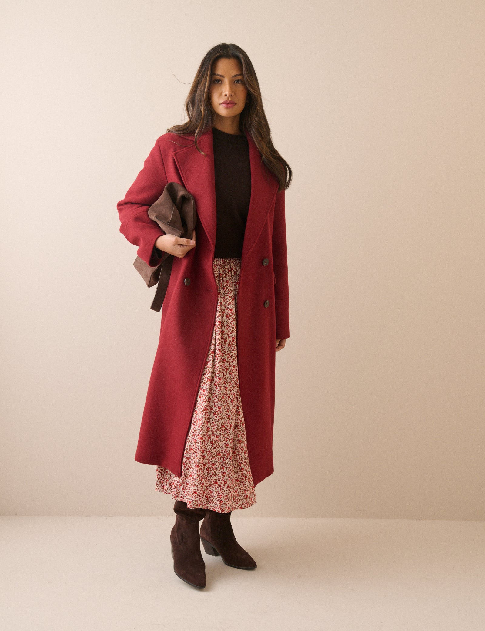 Red Wool-Blend Coat