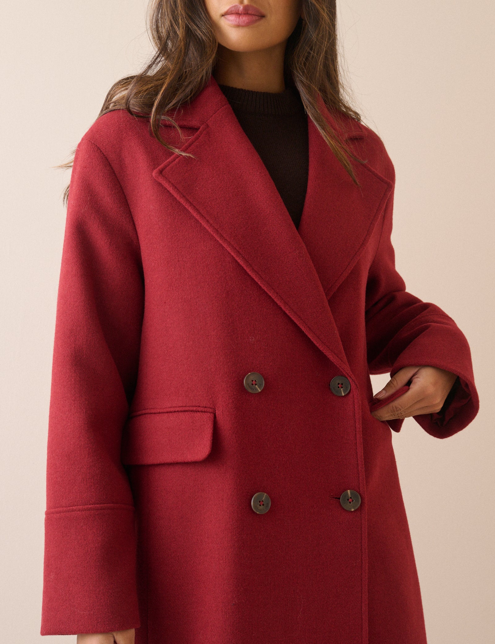 Red Wool-Blend Coat
