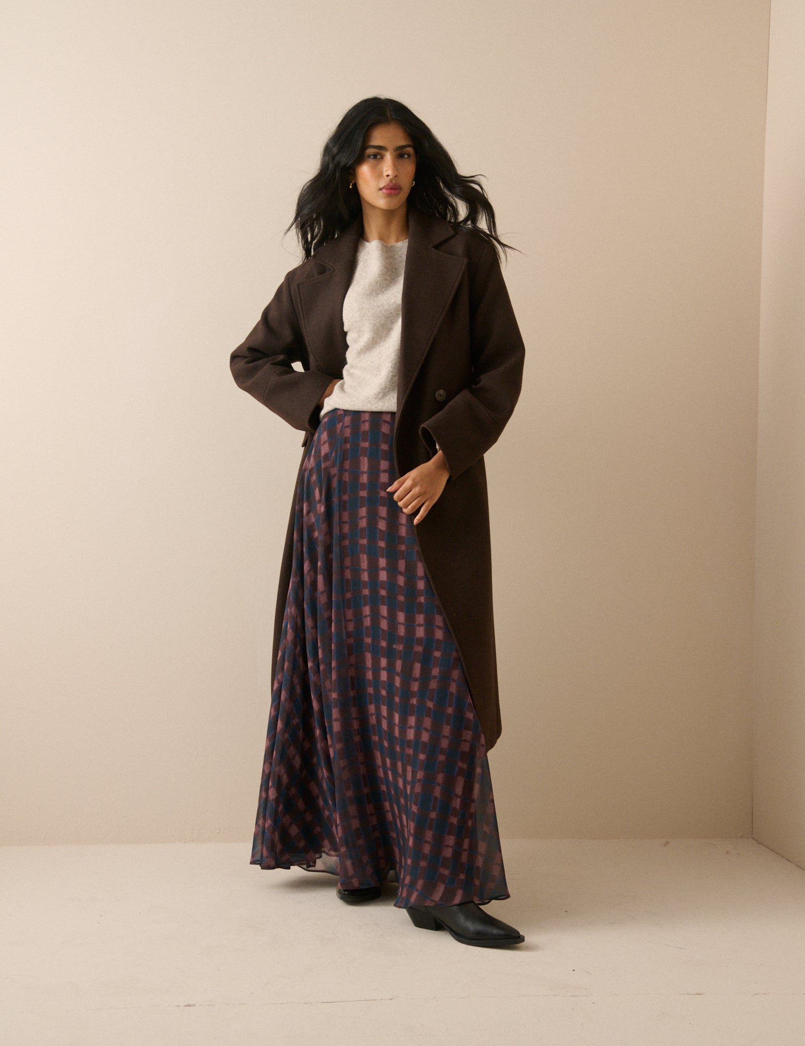 Chocolate Brown Wool-Blend Coat