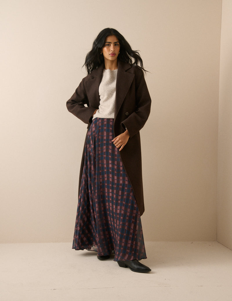 Chocolate Brown Wool-Blend Coat