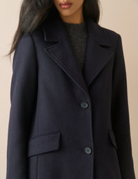 Navy Wool-Blend Coat