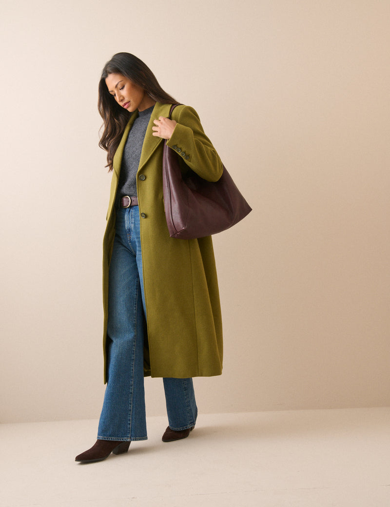 Chartreuse Wool-Blend Coat