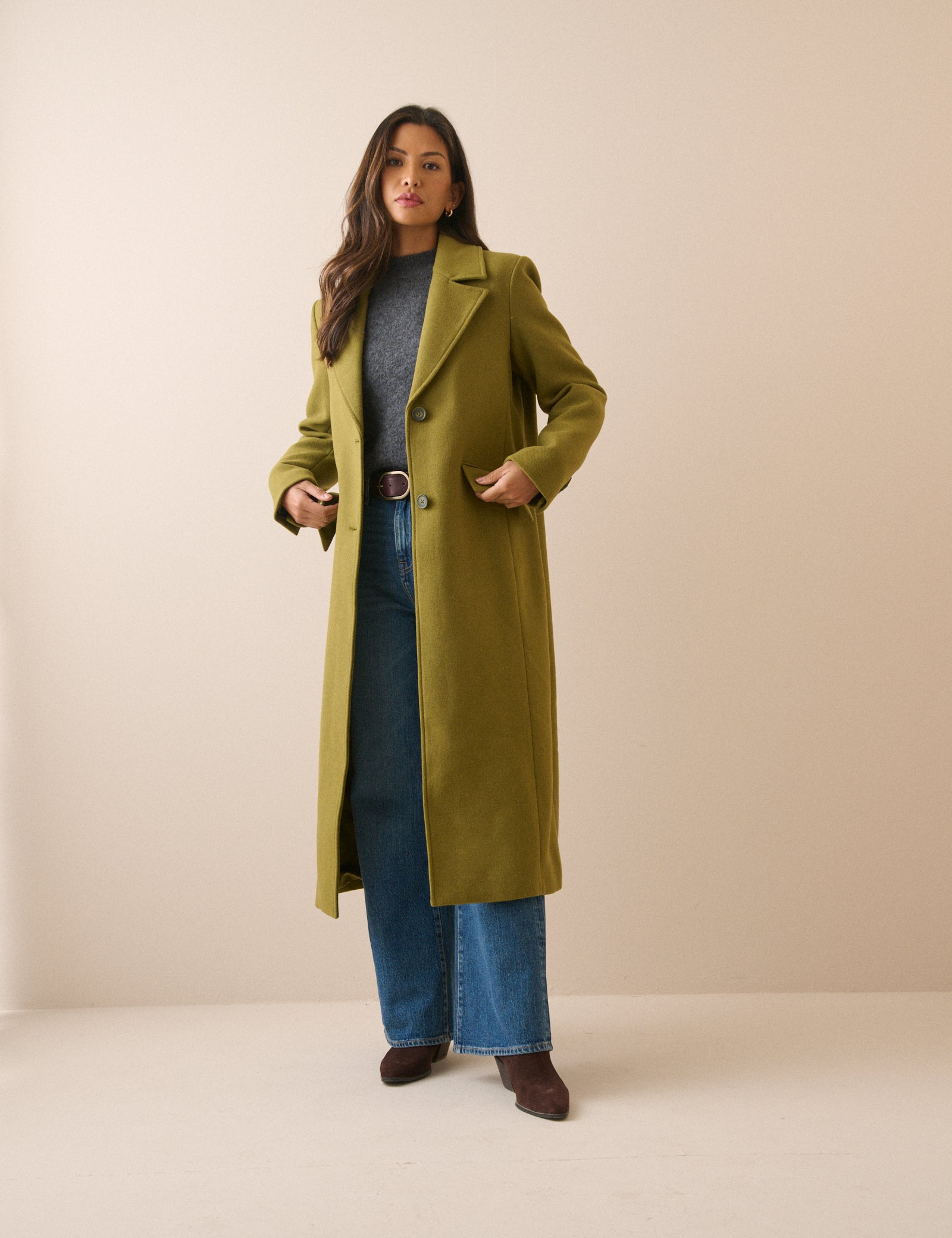Chartreuse Wool-Blend Coat