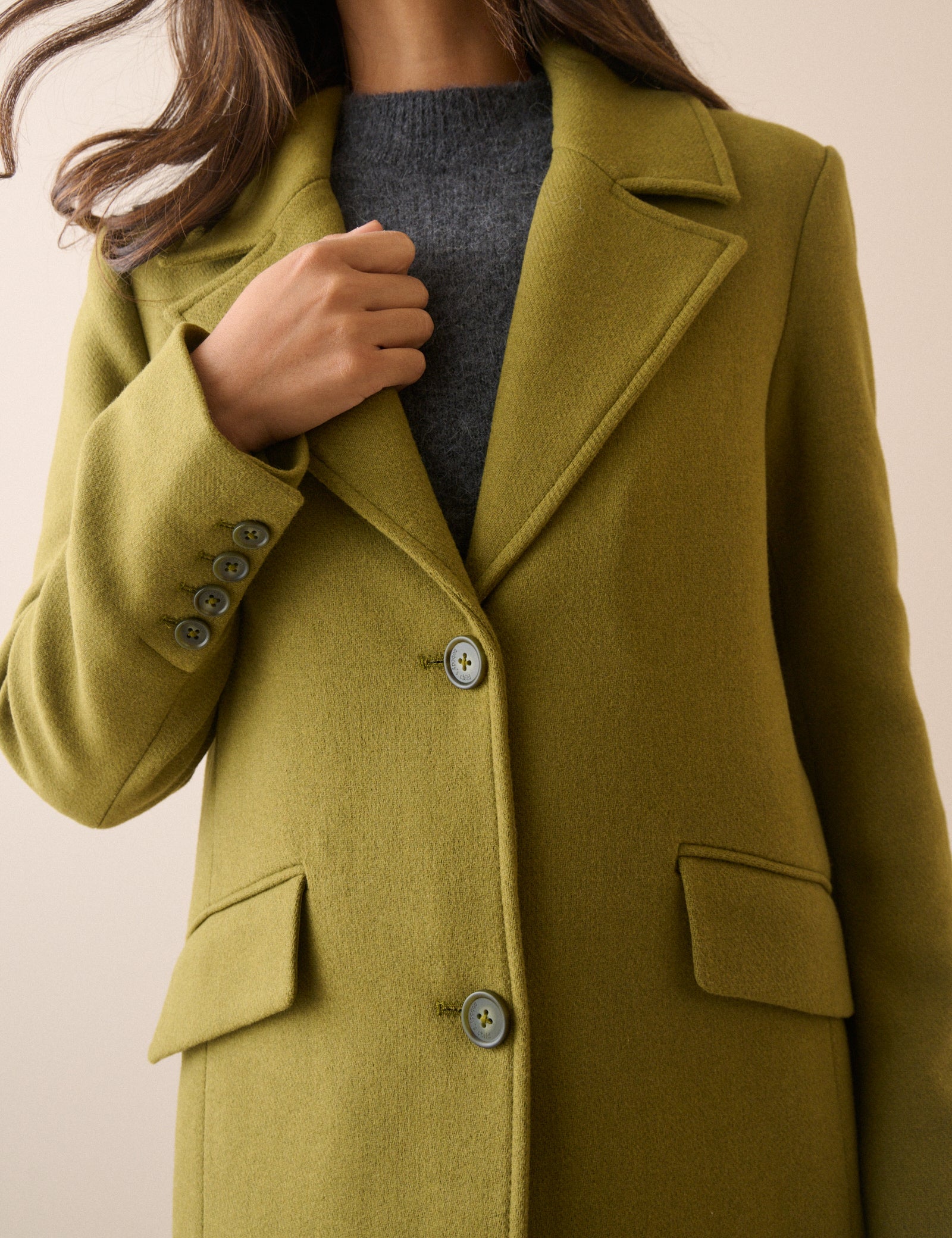 Chartreuse Wool-Blend Coat