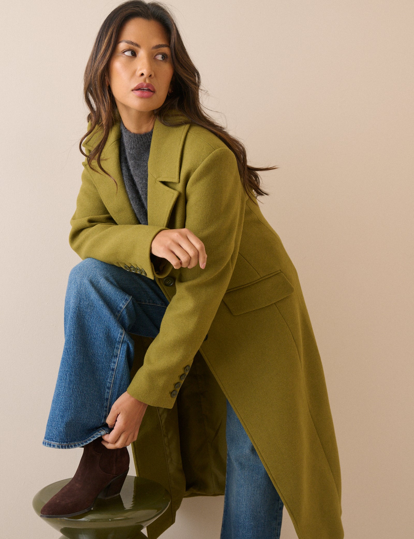 Chartreuse Wool-Blend Coat
