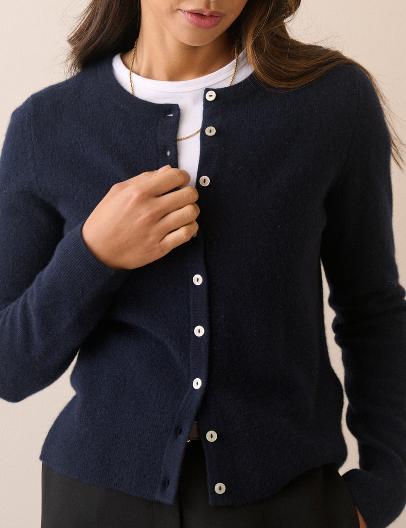 Navy Cashmere Cardigan