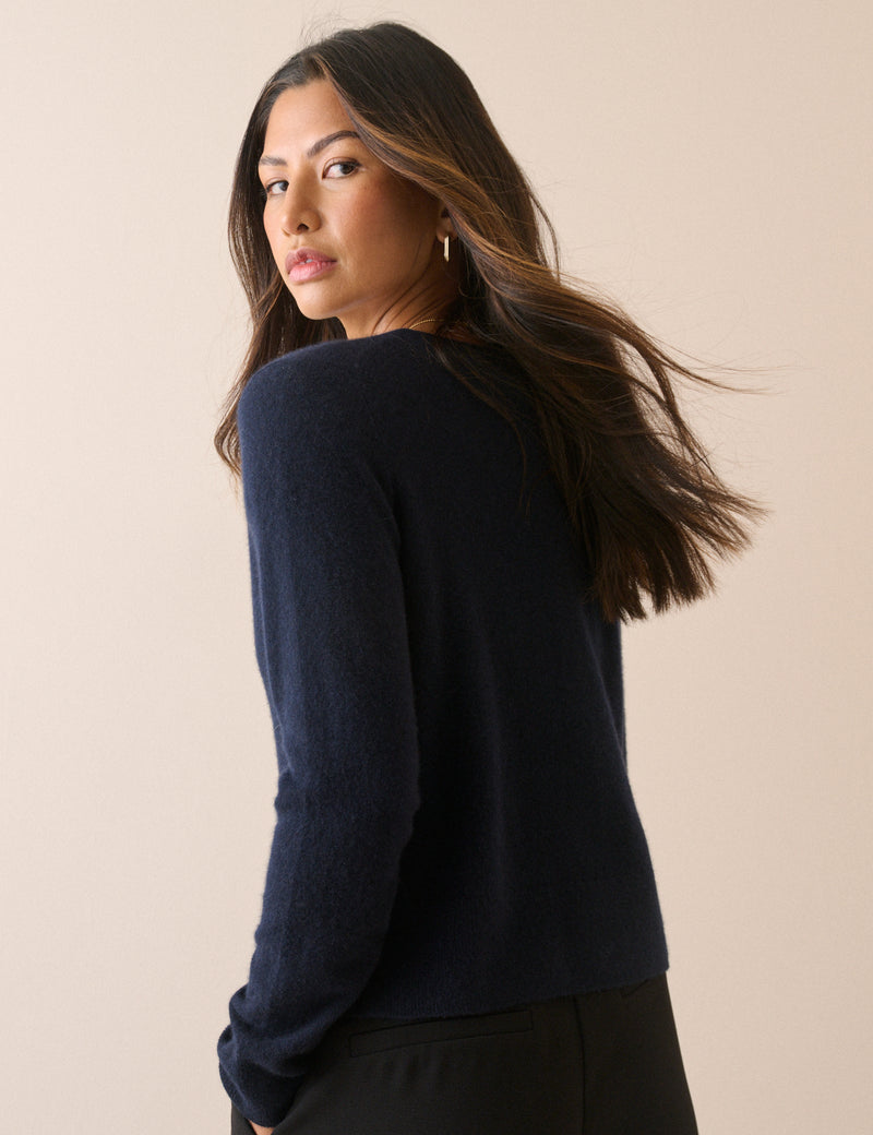 Navy Cashmere Cardigan