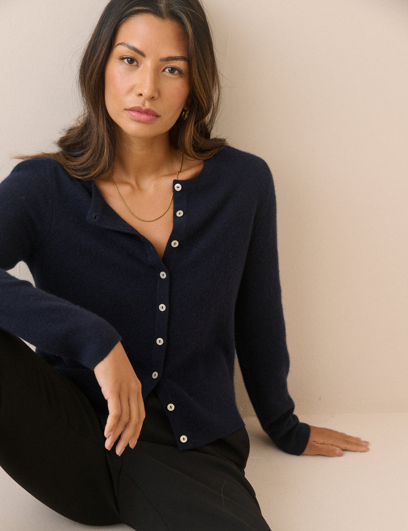 Navy Cashmere Cardigan