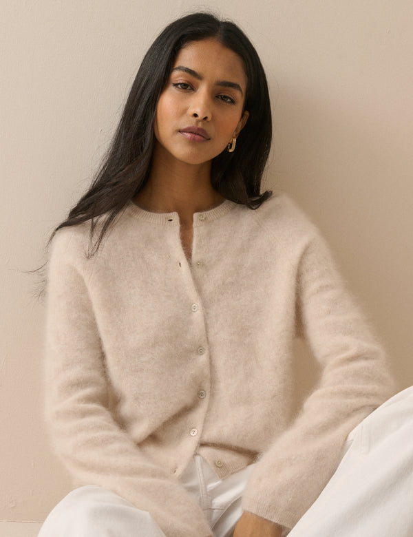 Oatmeal brushed cashmere cardigan