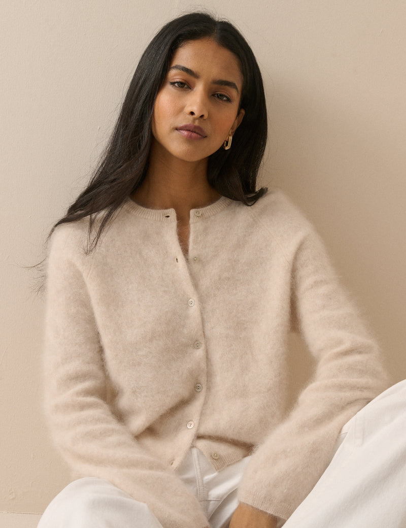 Oatmeal brushed cashmere cardigan