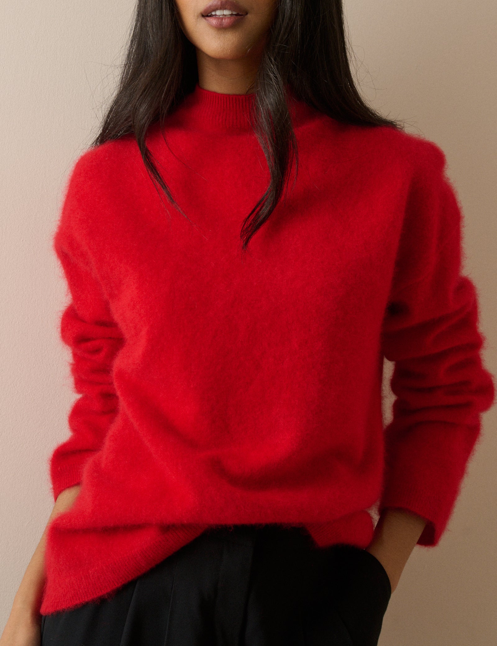 Red Brushed Wool Jumper